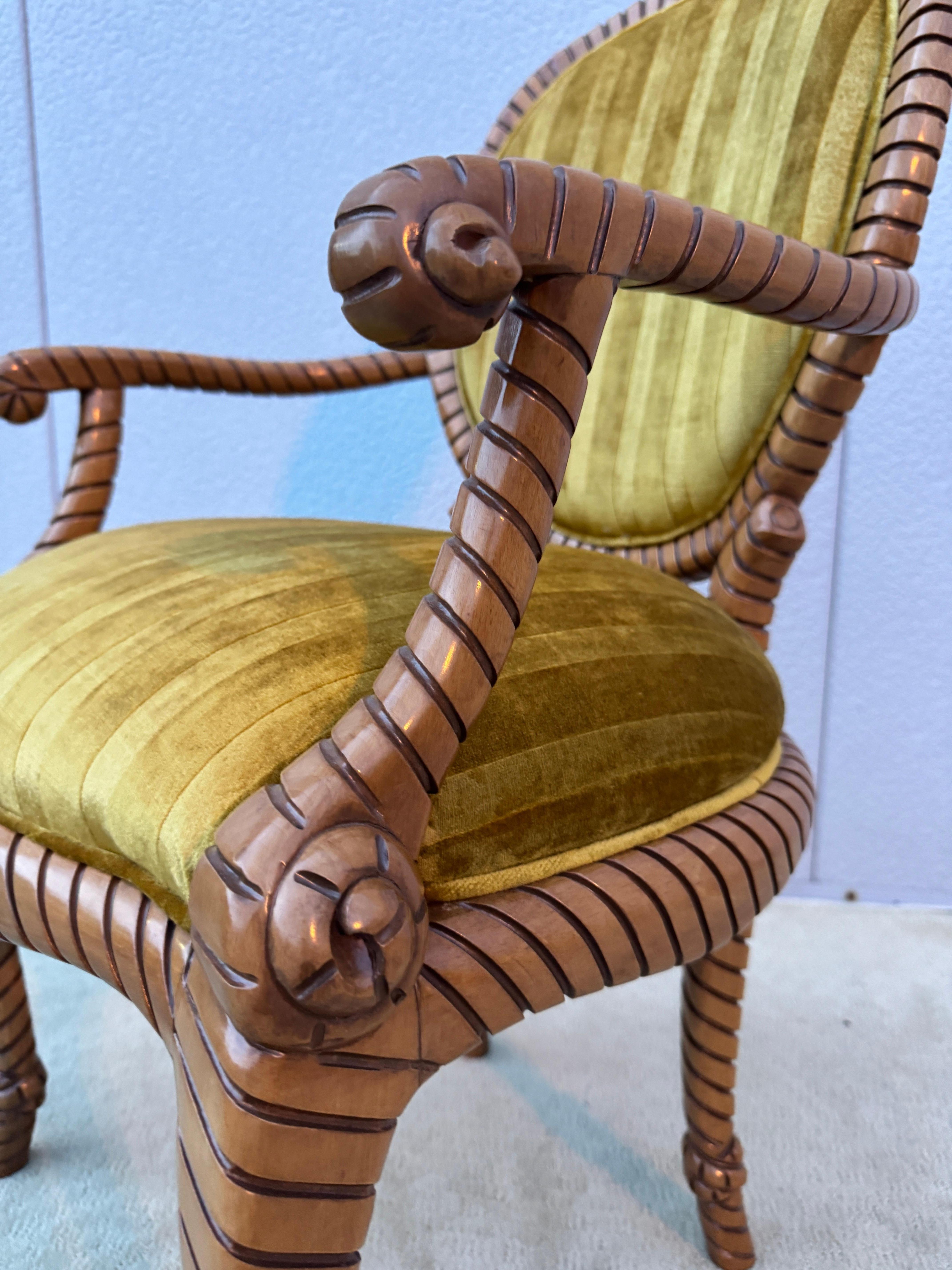 Sillas De Comedor De Madera De Cuerda Retorcida De Los Años 80 10 De España En Tela De Terciopelo Italiano en venta 8