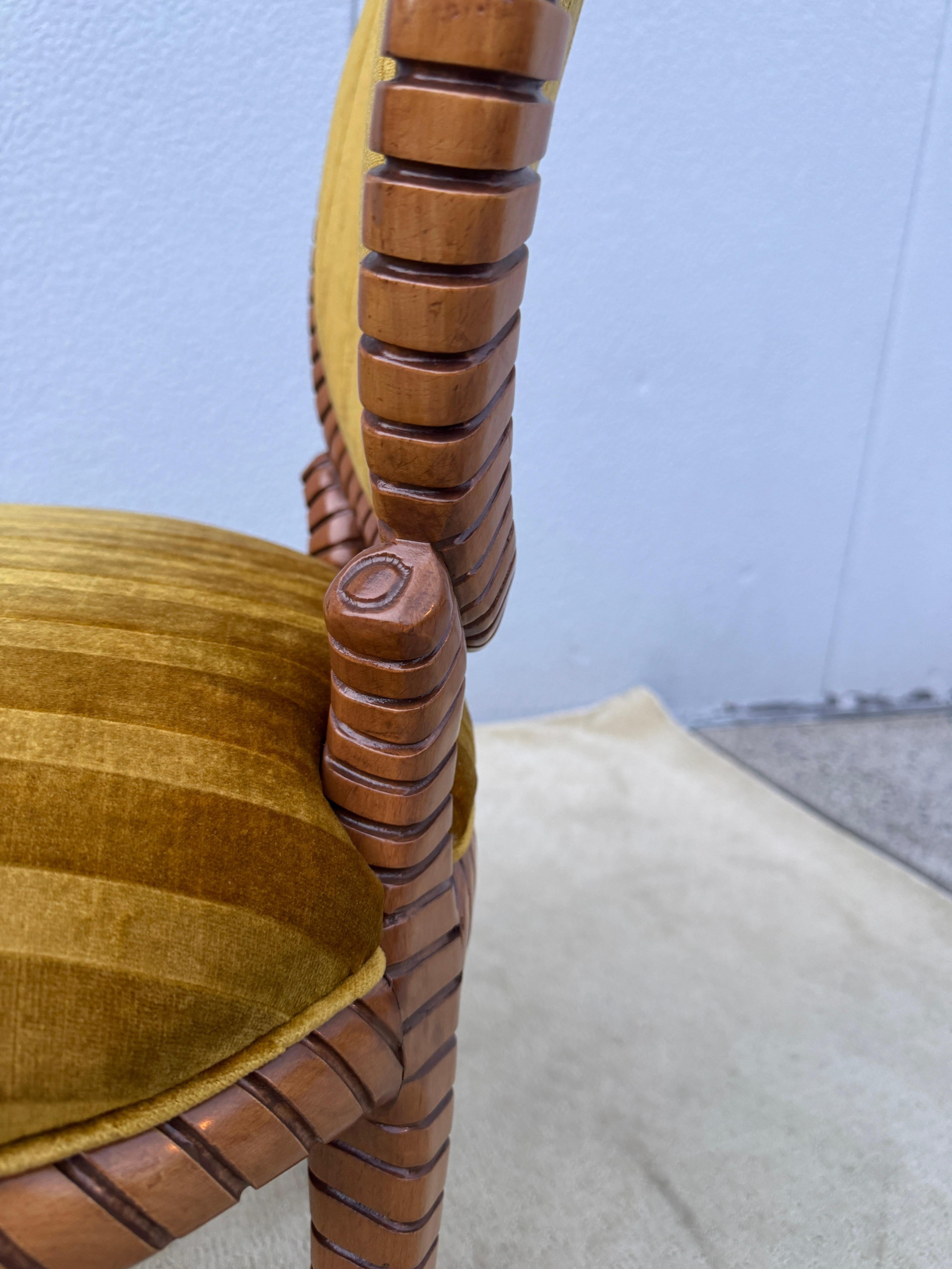 Sillas De Comedor De Madera De Cuerda Retorcida De Los Años 80 10 De España En Tela De Terciopelo Italiano en venta 10