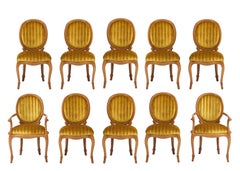 Chaises de salle à manger en Espagne, 10 chaises en bois torsadé des années 1980, tissu en velours italien