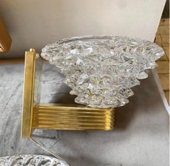 Two 1980s Barovier Style Mid-Century Modern Rostrato Murano Glass Wall Sconces