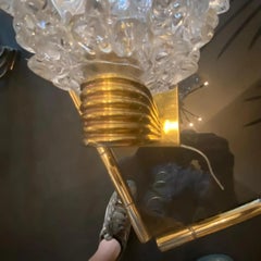 1980s Two Barovier Style Mid-Century Modern Rostrato Murano Glass Wall Sconces
