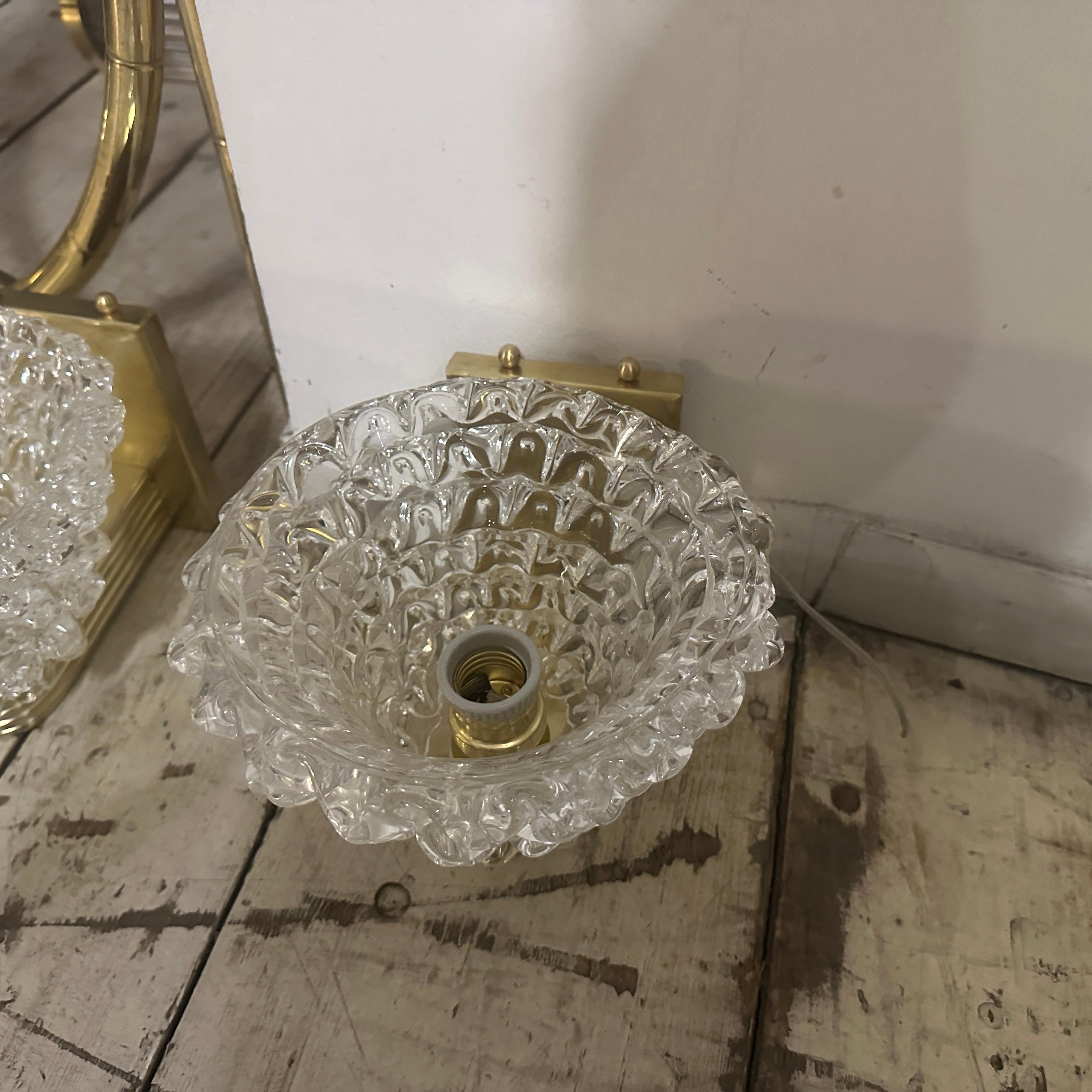 1980s Two Barovier Style Mid-Century Modern Rostrato Murano Glass Wall ...