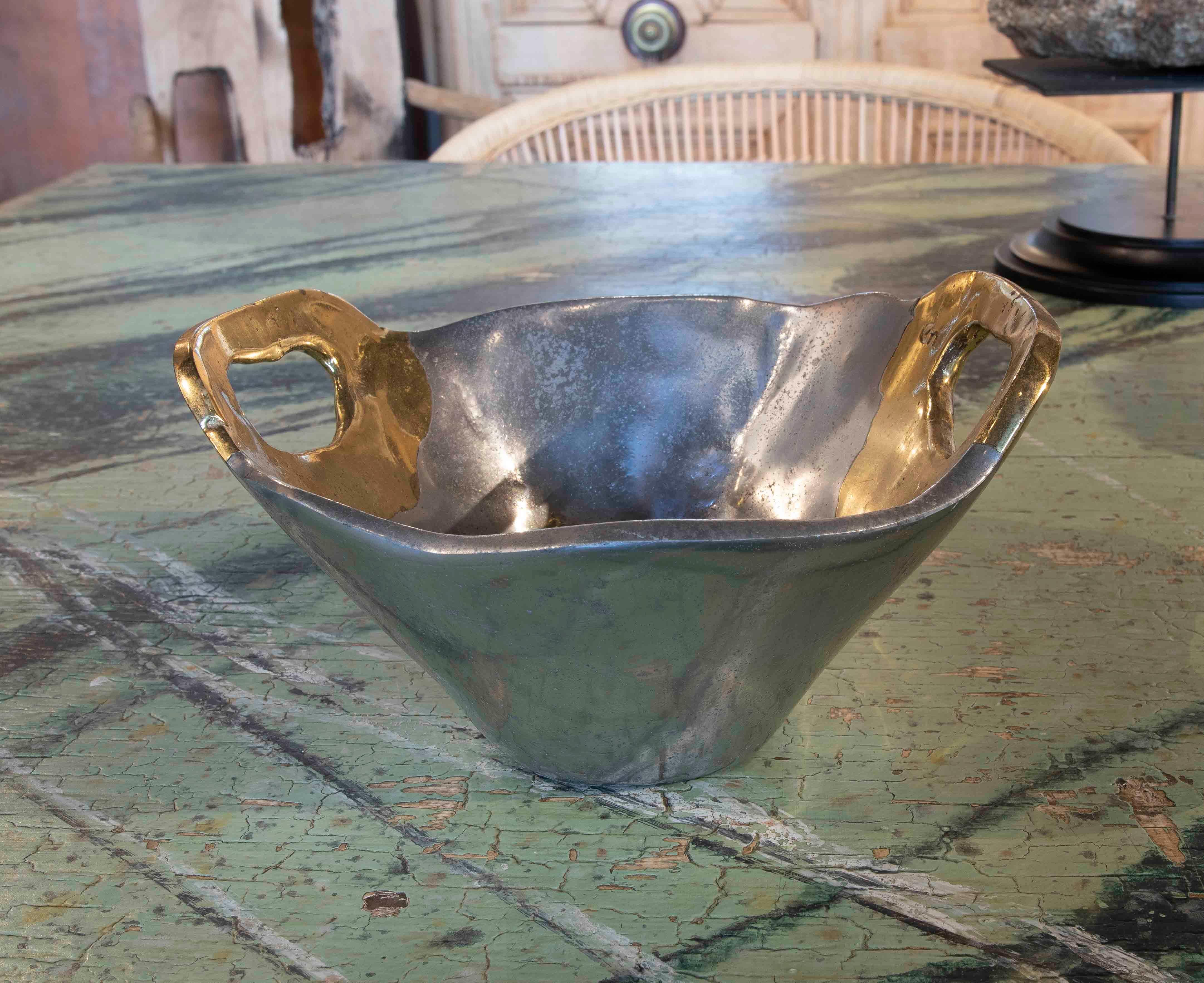 20th Century 1980s Two-Coloured Bronze Fruit Bowl by the Artist David Marshall  For Sale