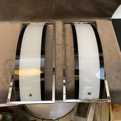 1980s Two Modernist Black and White Italian Rectangular Wall Sconces