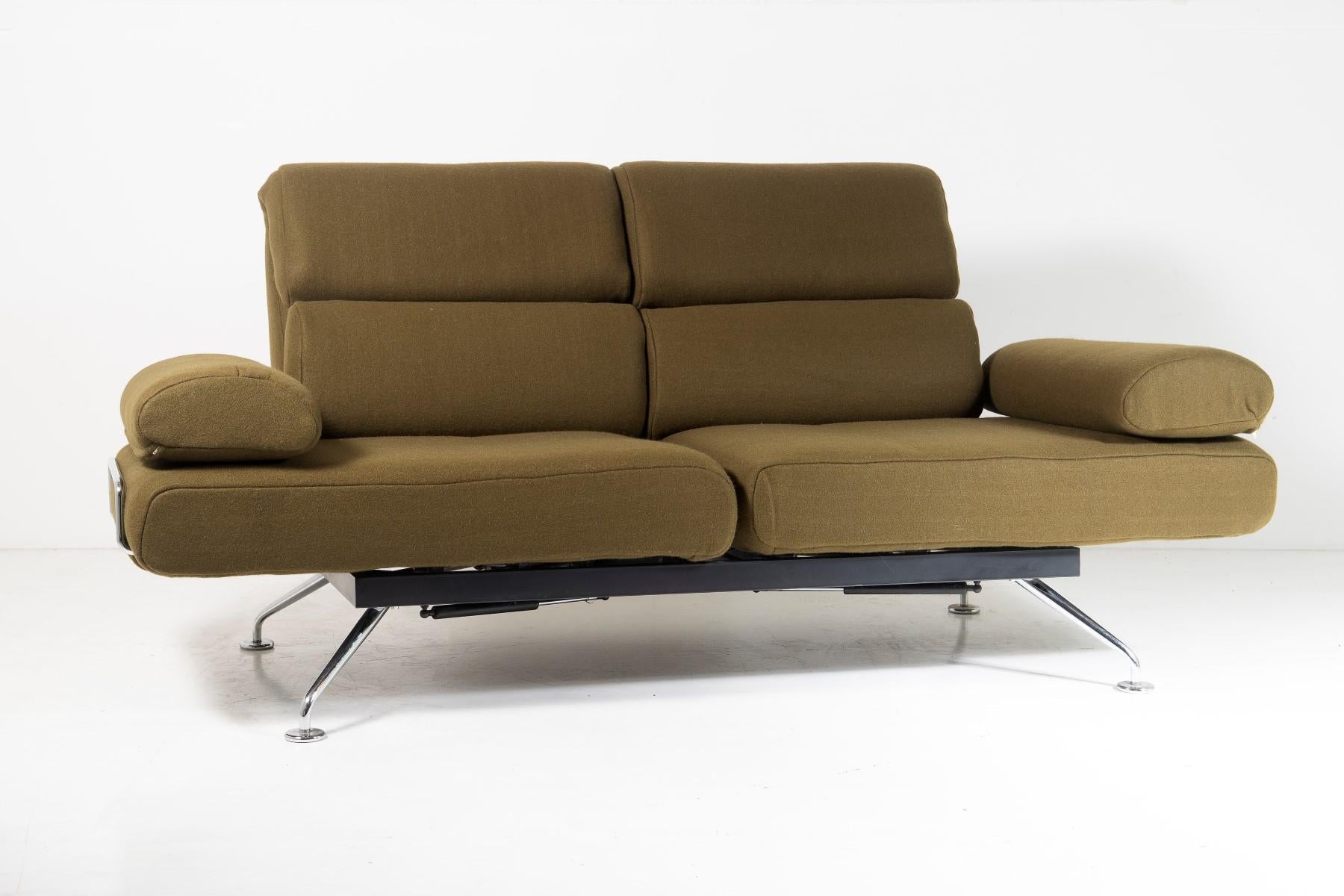 olive green reclining sofa