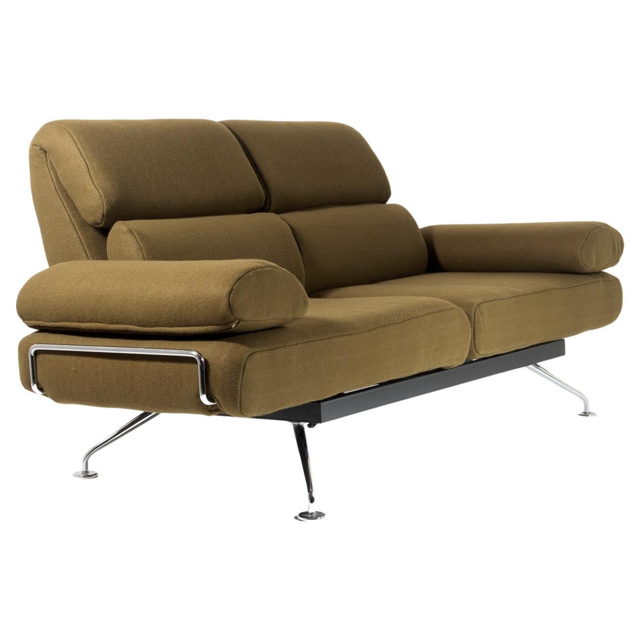 1980s Two Seater Day Bed Recliner Sofa in Olive Green - De-Sede Ds 470 Couch