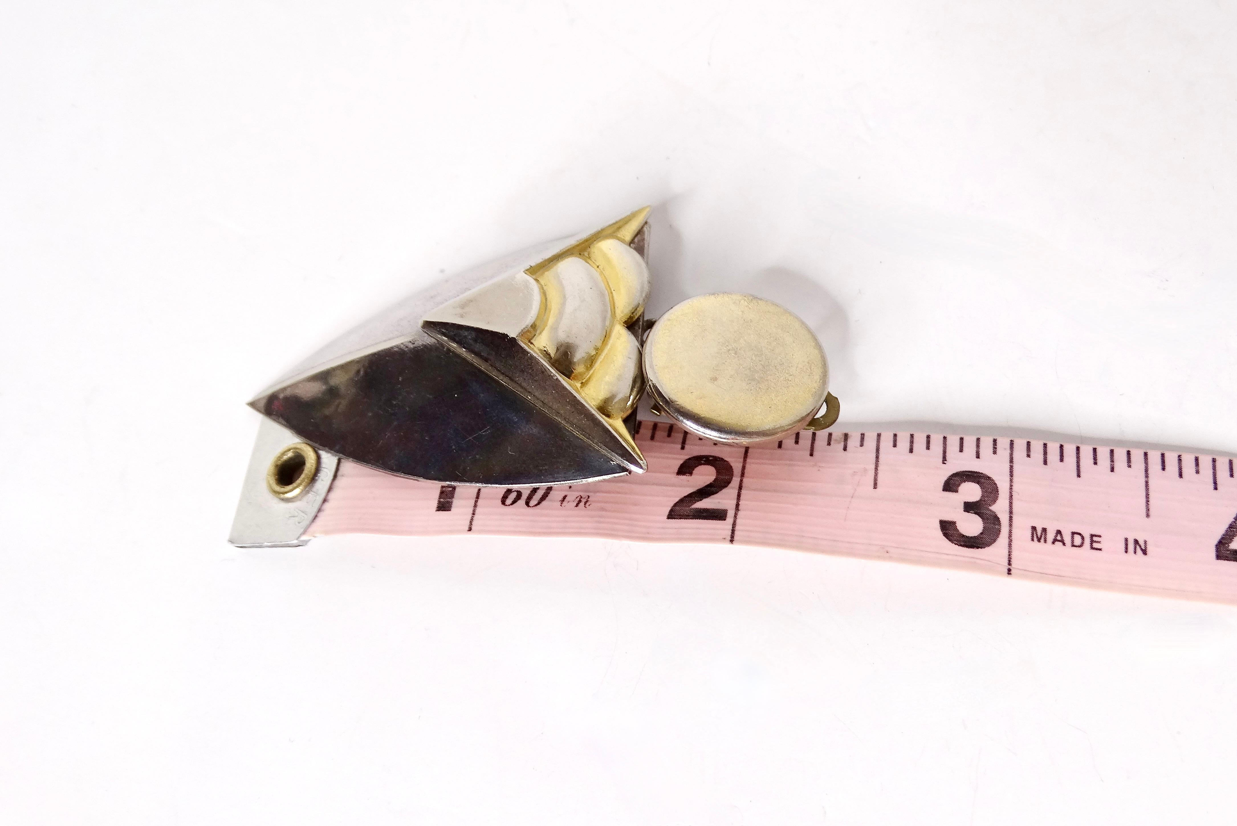 Women's 1980s Two-Tone Geometric 14k Gold Plated Clip-On Earrings For Sale
