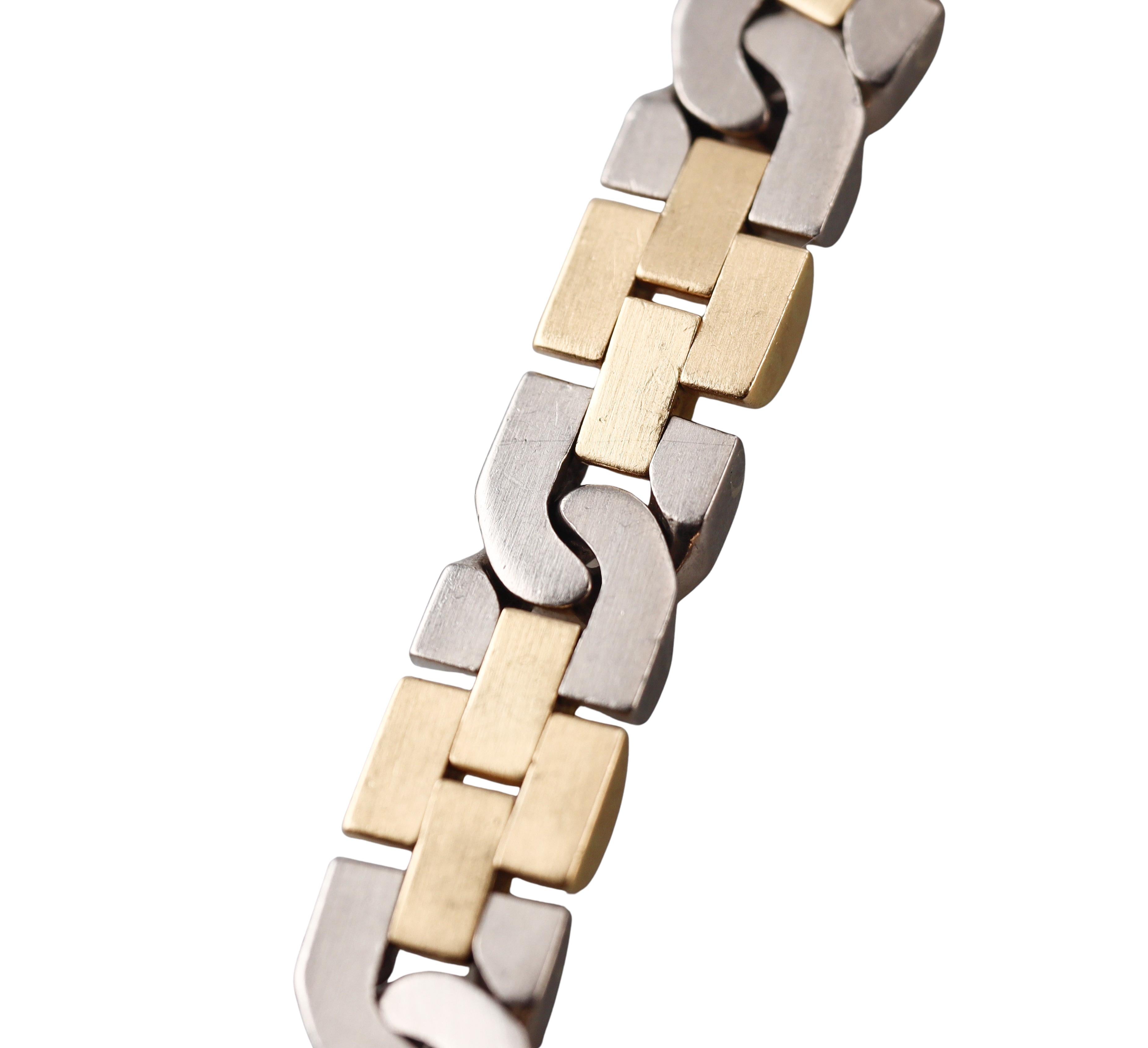 Women's or Men's 1980s Two Tone Gold Diamond Link Necklace