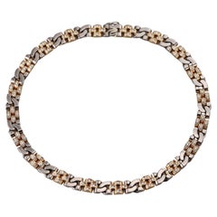 1980s Two Tone Gold Diamond Link Necklace