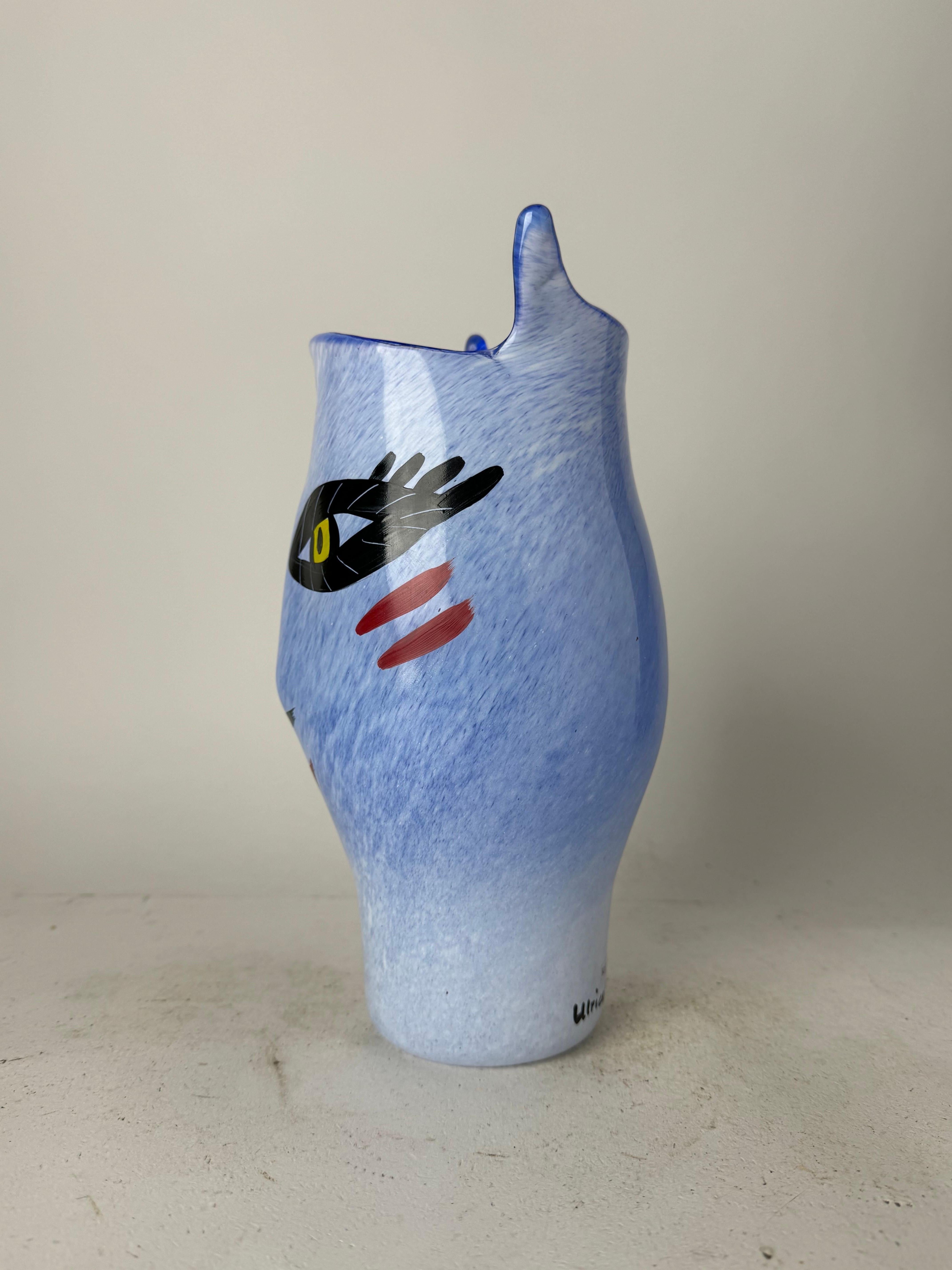 Post-Modern 1980s Ulrica Hydman-Vallien for Kosta Boda Open Minds Art Glass Vase For Sale