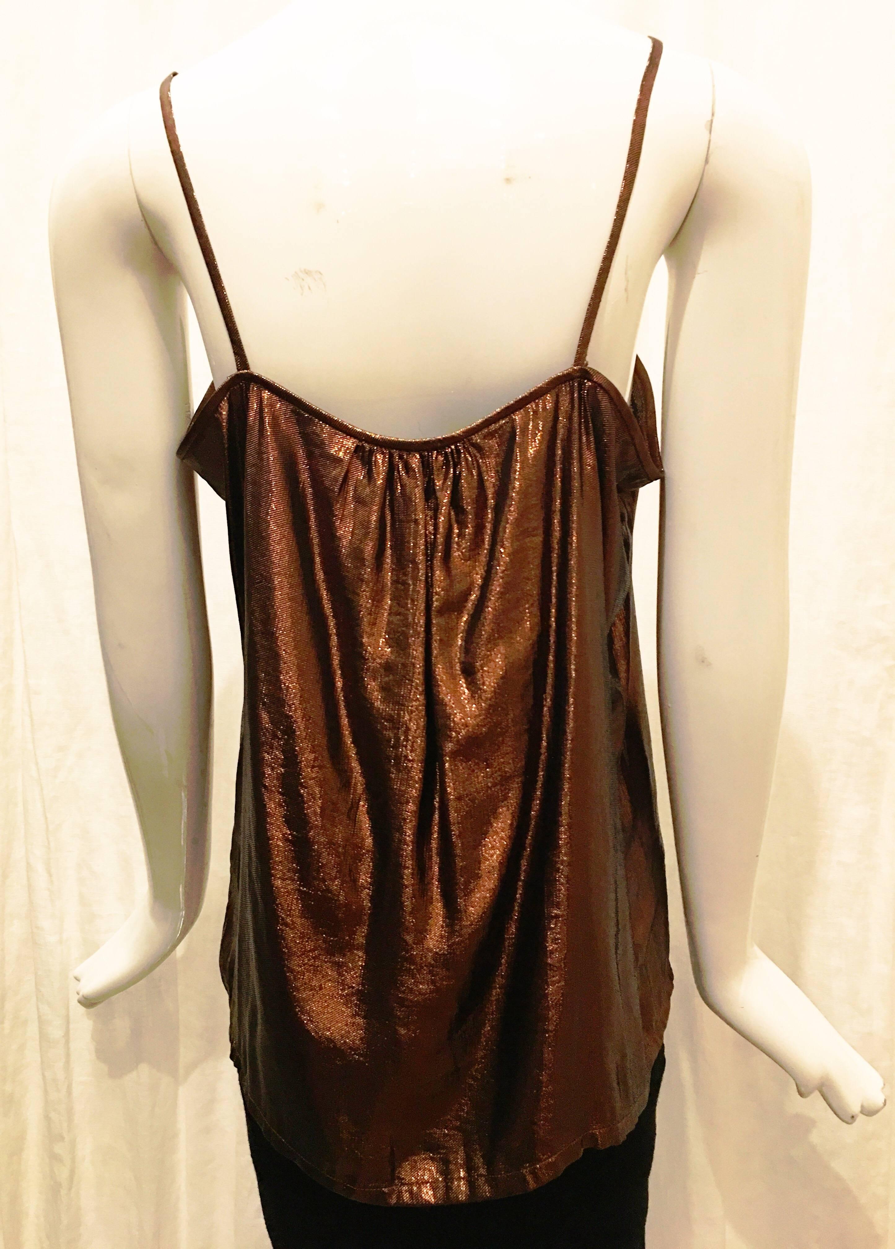 Brown 1980s Umi Collections by Anne Crimmins Metallic Bronze Tank Top For Sale