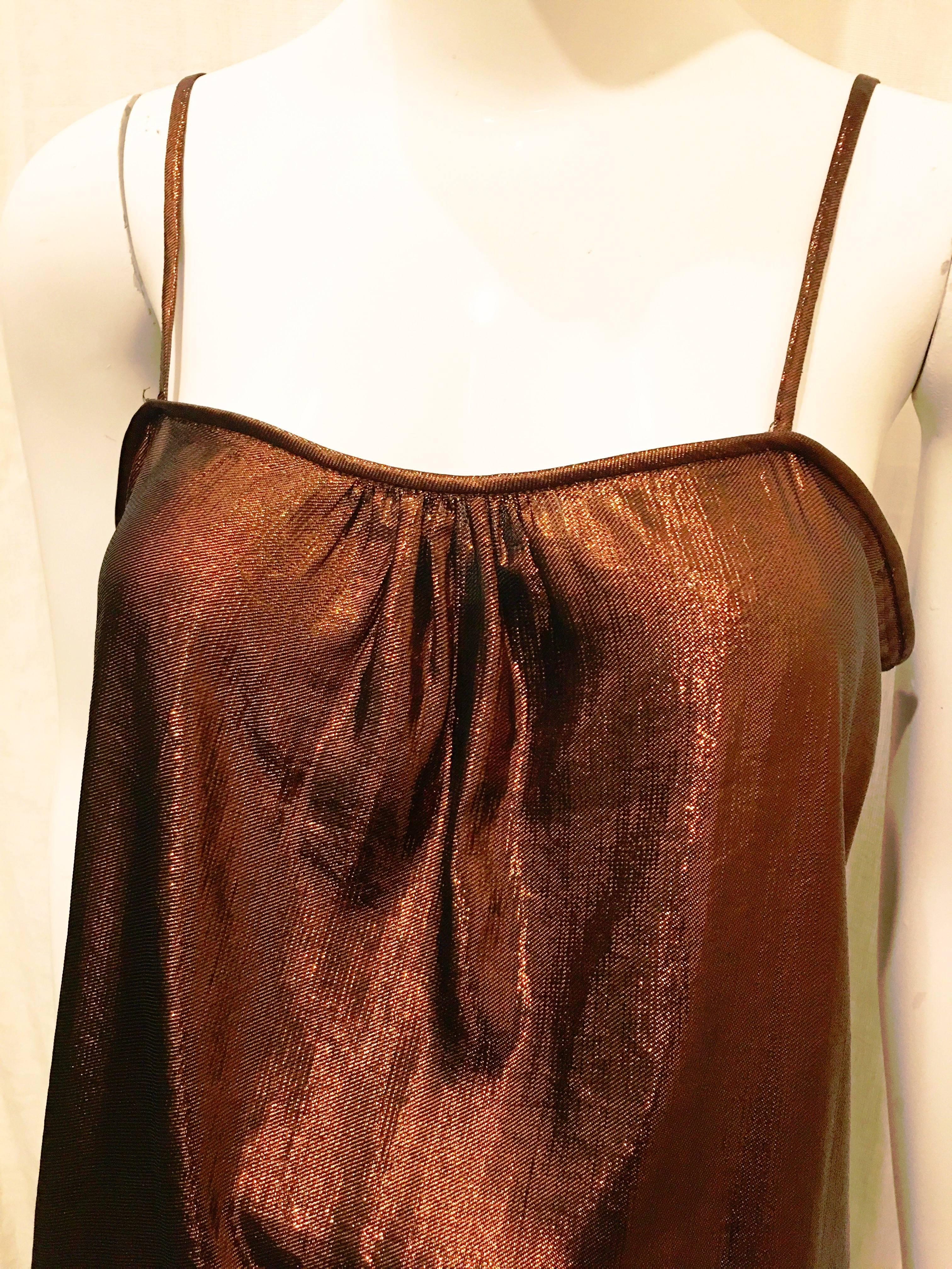 1980s Umi Collections by Anne Crimmins Metallic Bronze Tank Top In Excellent Condition For Sale In Brooklyn, NY