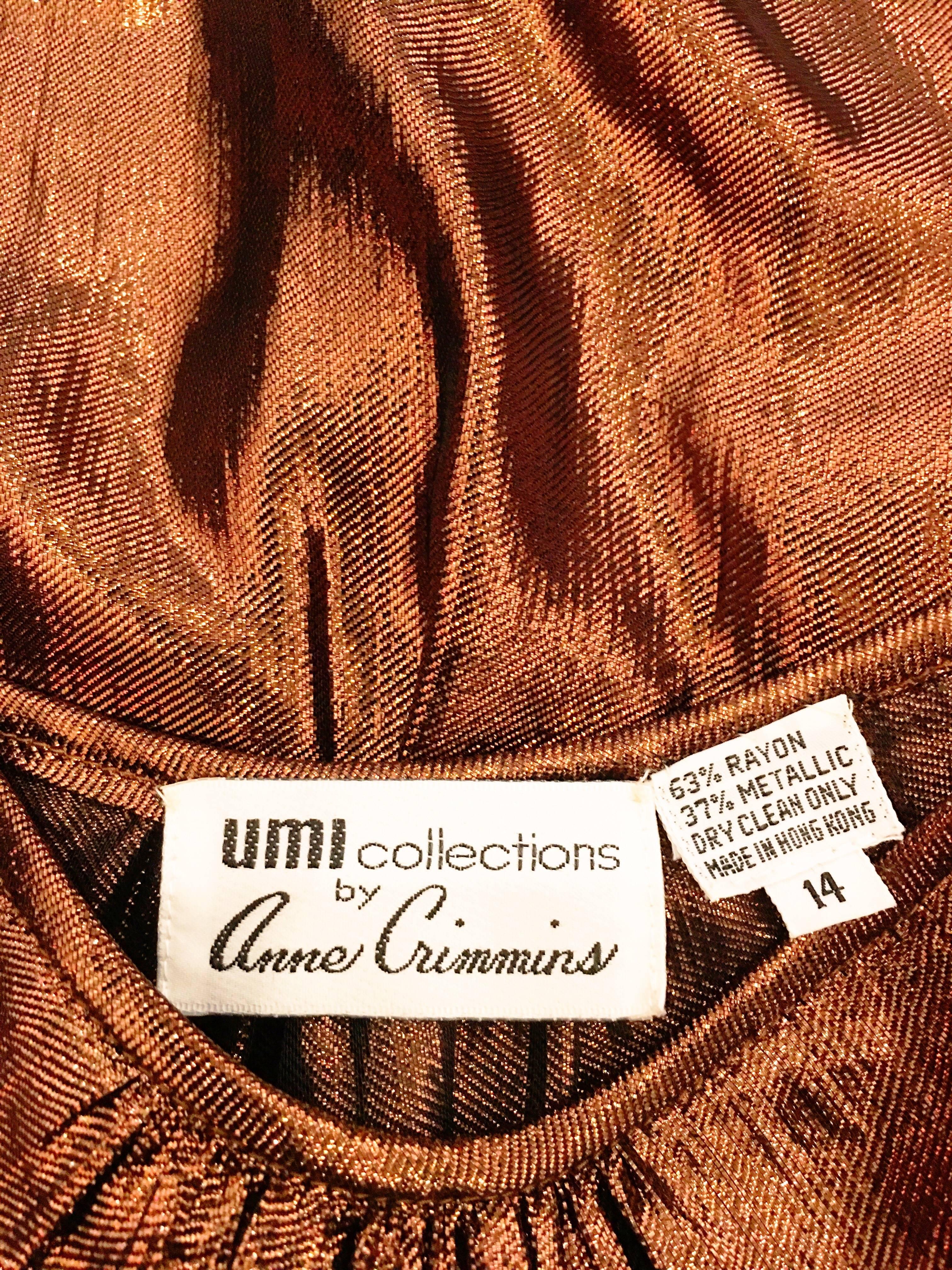 1980s Umi Collections by Anne Crimmins Metallic Bronze Tank Top For Sale 1