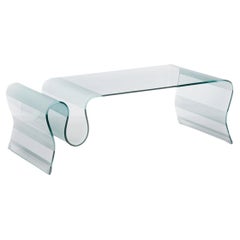 1980s Undulating Wavy Glass Coffee Table With Frosted Accents