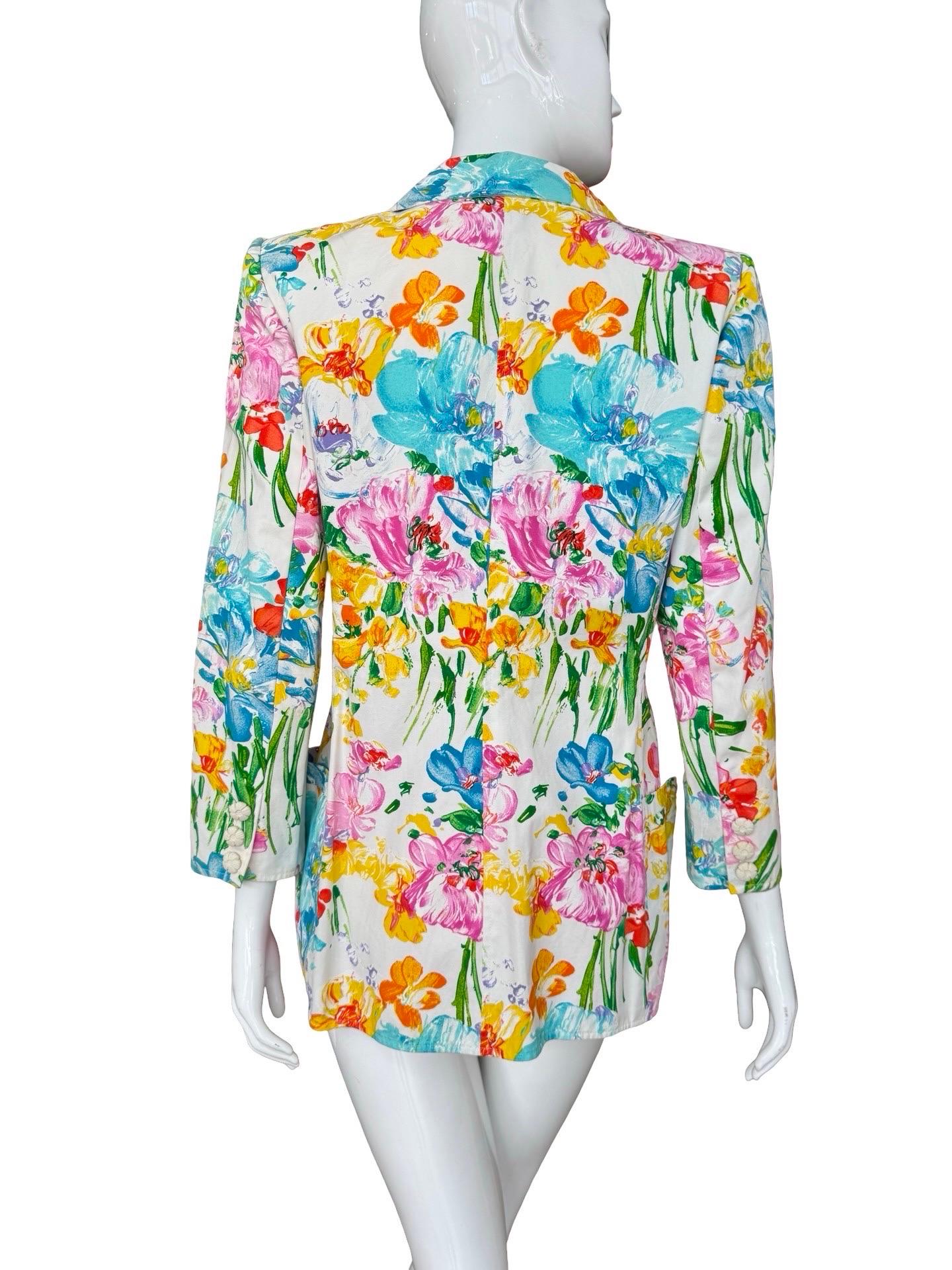 Beige 1980s Ungaro Floral Blazer For Sale