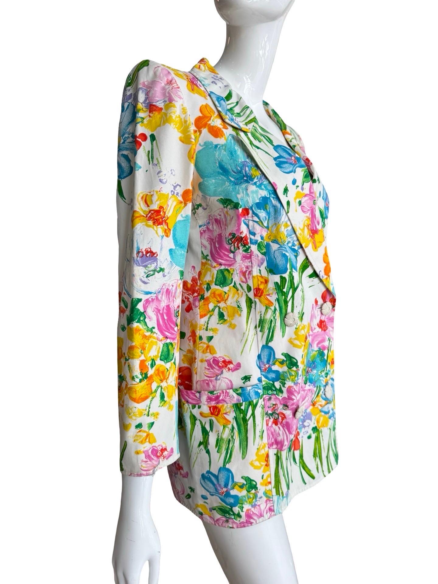 1980s Ungaro Floral Blazer In Good Condition For Sale In Miami, FL