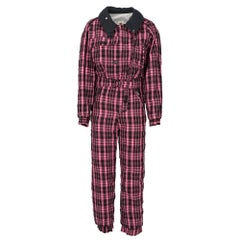 Retro 1980s Ungaro pink and black checked snowsuit