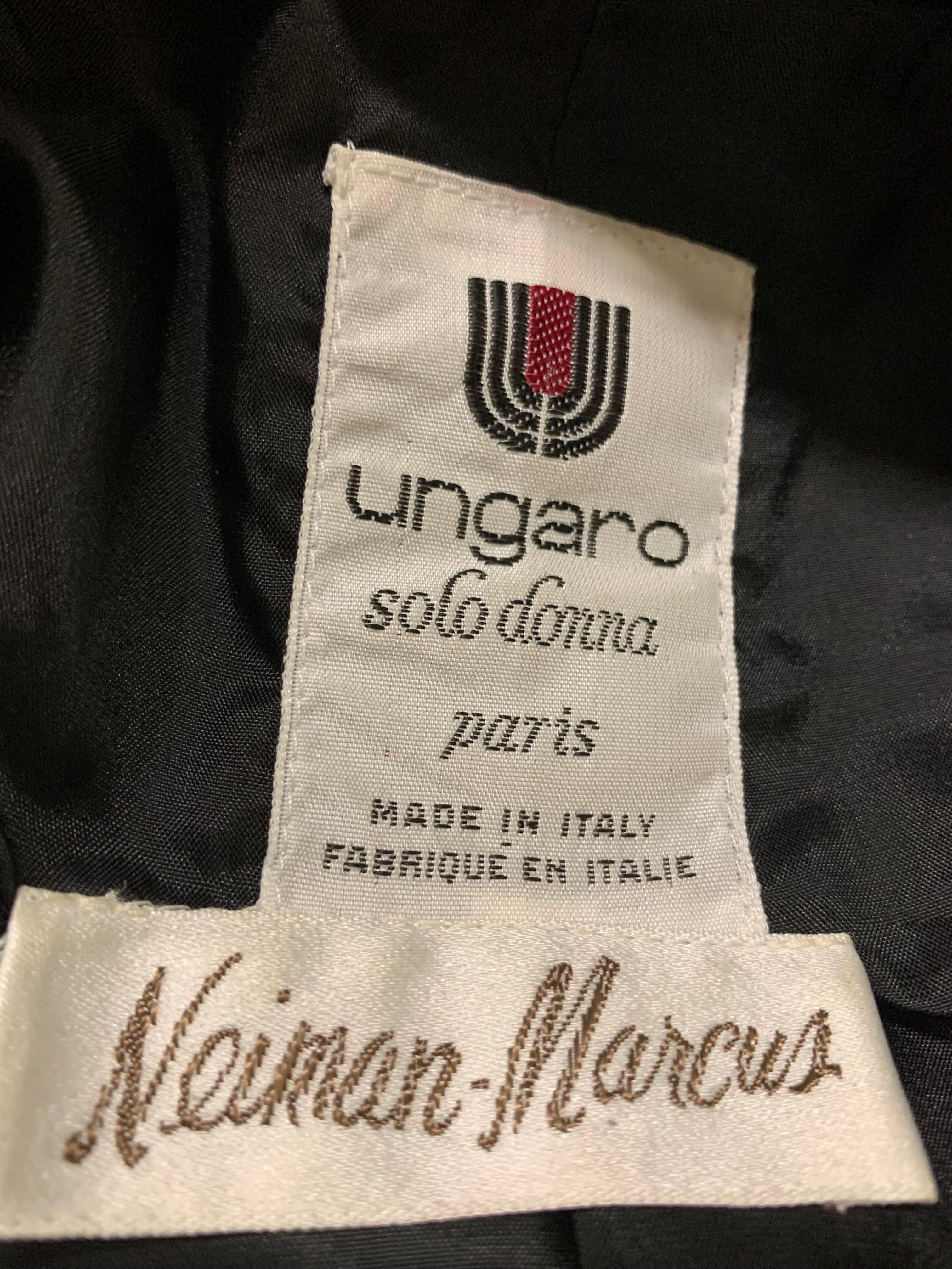 1980s Ungaro Red Silk Faille Bolero Jacket w Black Velvet Trim & High Collar  For Sale 9
