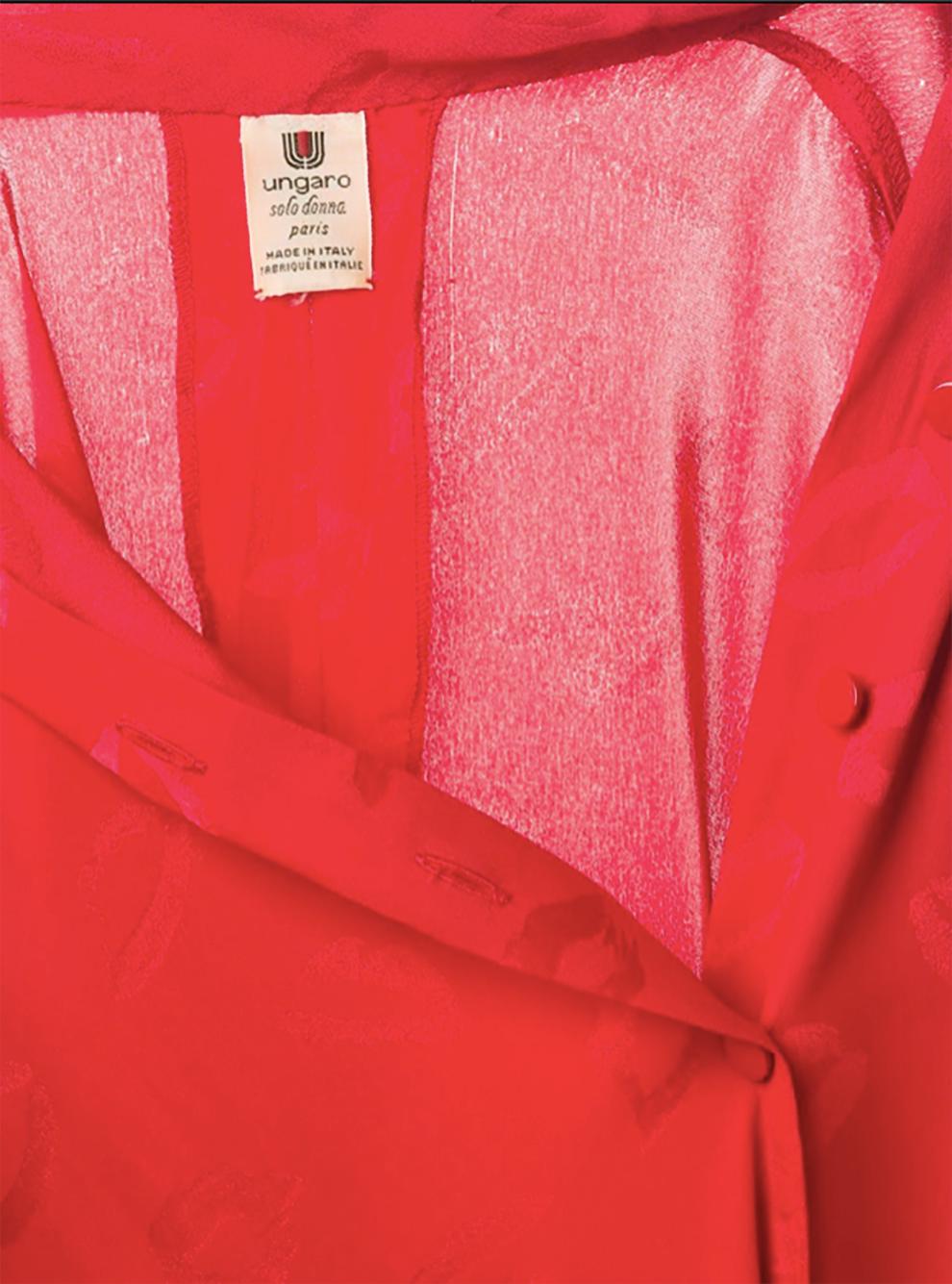 1980s Ungaro Red Silk Kiss Dress 2