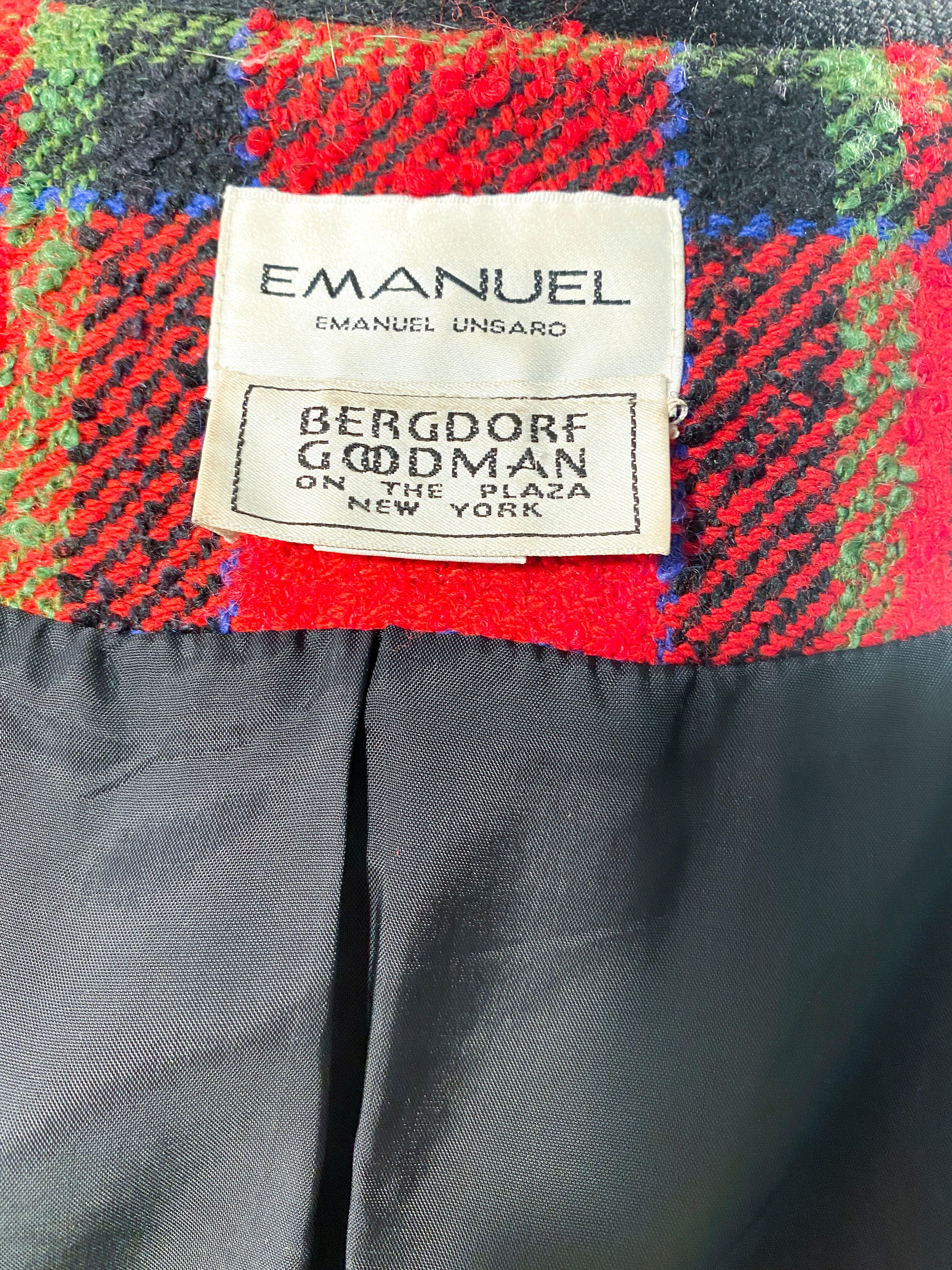 1980s Ungaro Red Wool Plaid Blazer 2