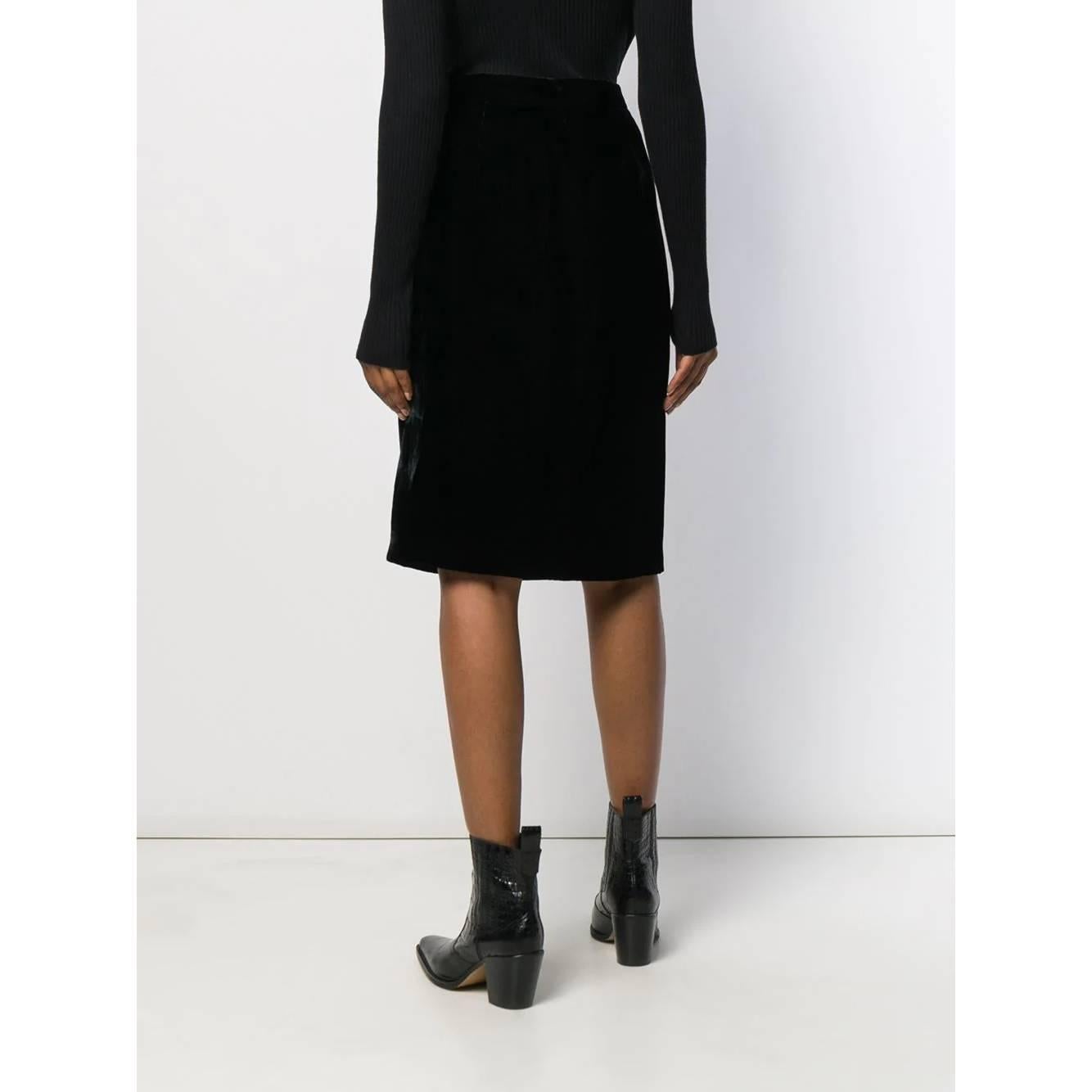 Black 1980s Ungaro Velvet Skirt