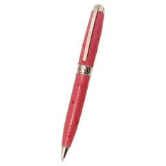1980s Ungaro Vintage Pink Ostrich Leather Ballpoint Pen