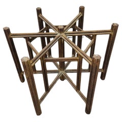 1980s Unique Rustic Solid Welded Rebar Custom Mcquire Style Dining Table Base