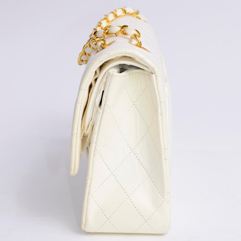 1980s Unused Vintage but New Chanel White Quilted Flap Bag w/ Original Dust  Bag at 1stDibs