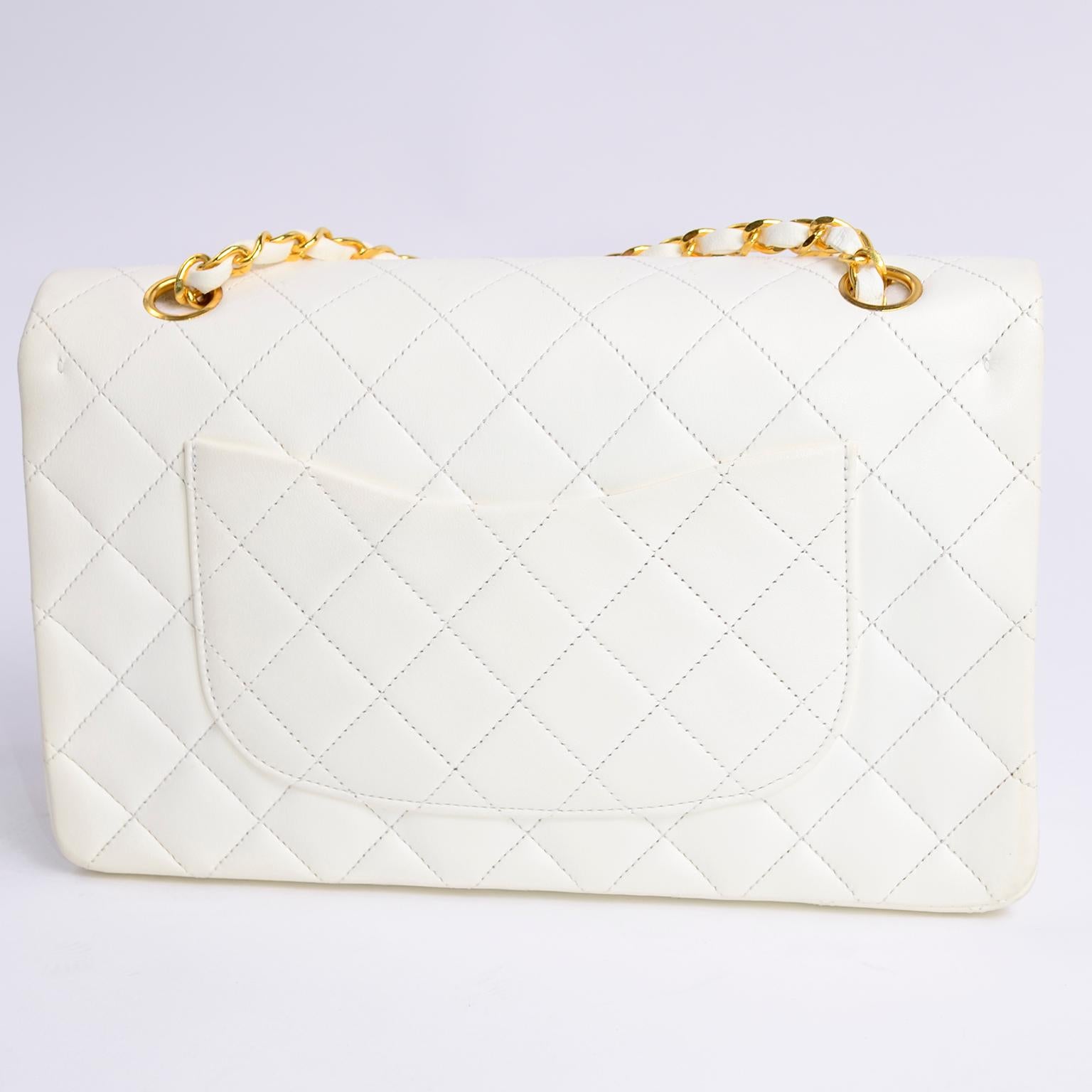 1980s Unused Vintage but New Chanel White Quilted Flap Bag w/ Original Dust Bag 4