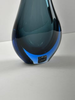 Vase en verre Murano Glass Sommerso bleu et gris fumé des années 1980 de V.I.I.I.