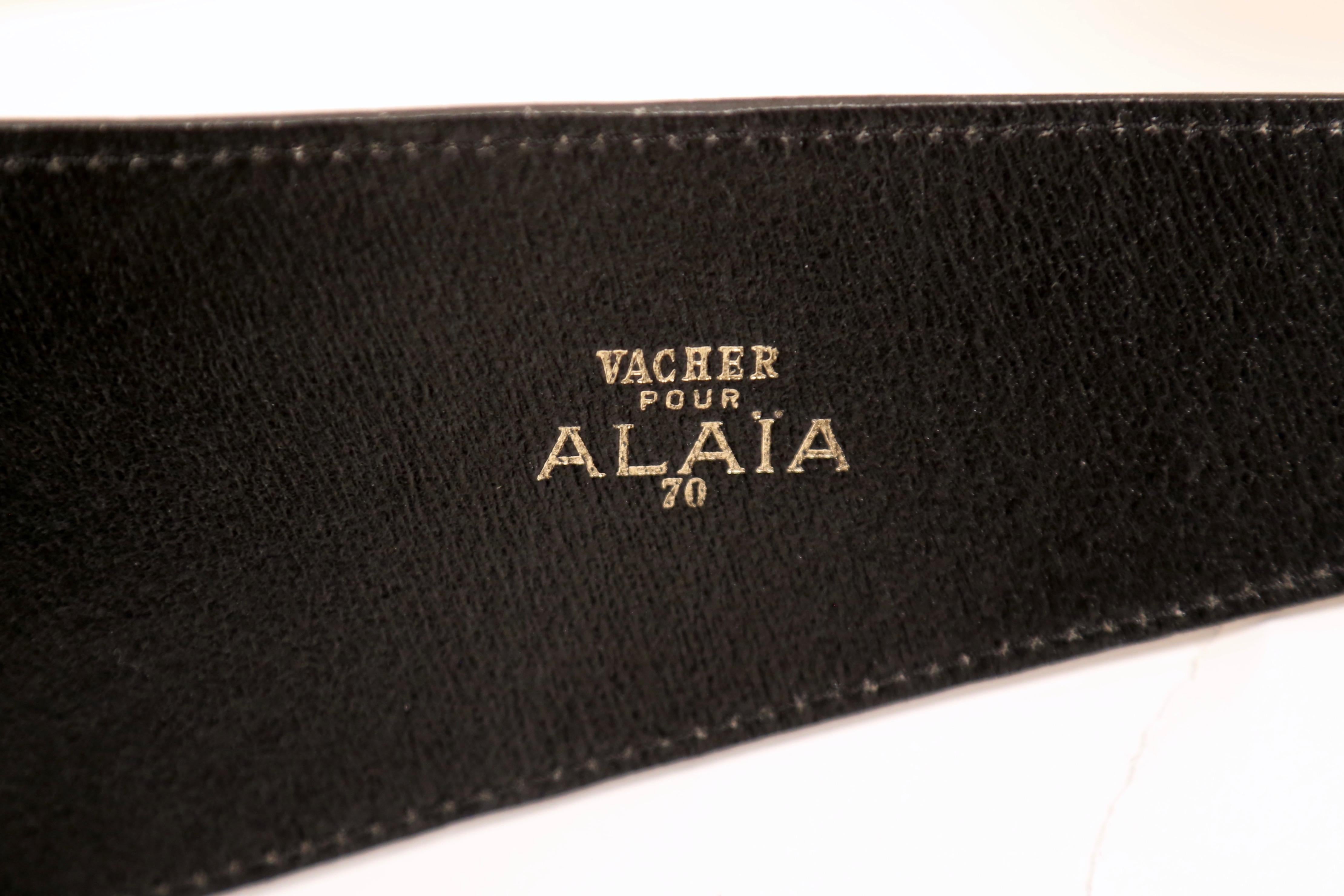 1980's VACHER for AZZEDINE ALAIA black patent leather belt with zipper detail In Good Condition In San Fransisco, CA