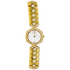 1980s Vacheron Constantin Diamond Hexagon Honey Comb Yellow Gold Bracelet Watch