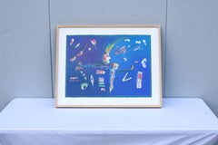 1980's Val Rossman Neighbors Abstract Expressionism Pastel Artwork One-of-a-Kind