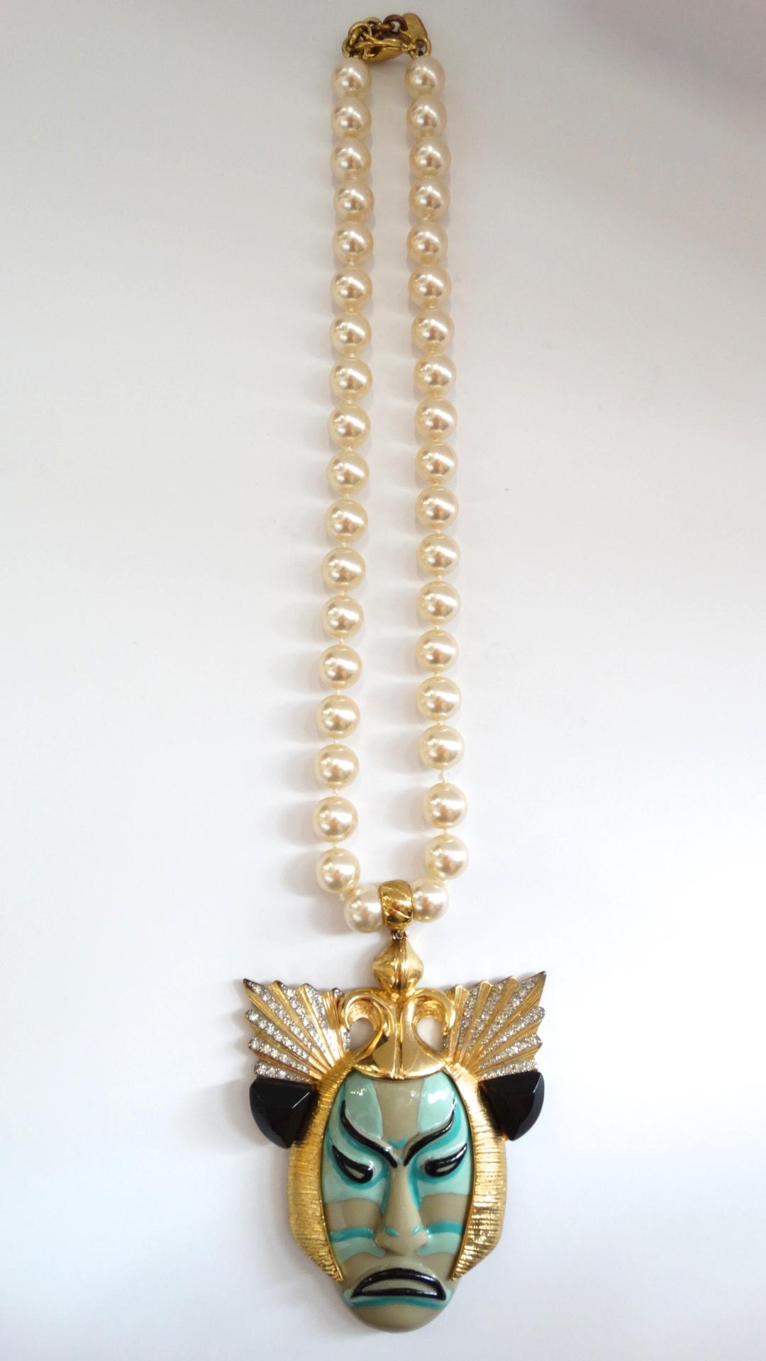 Valentino 1980s Ancient Japanese Samurai Warrior Pendant Necklace  4