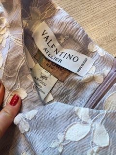 1980s Valentino Atelier for Annastores lilac and White flowers dress size44