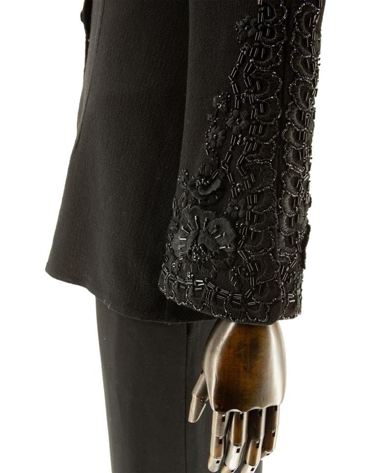 Black 1980s Valentino Beaded Cuff Jacket For Sale