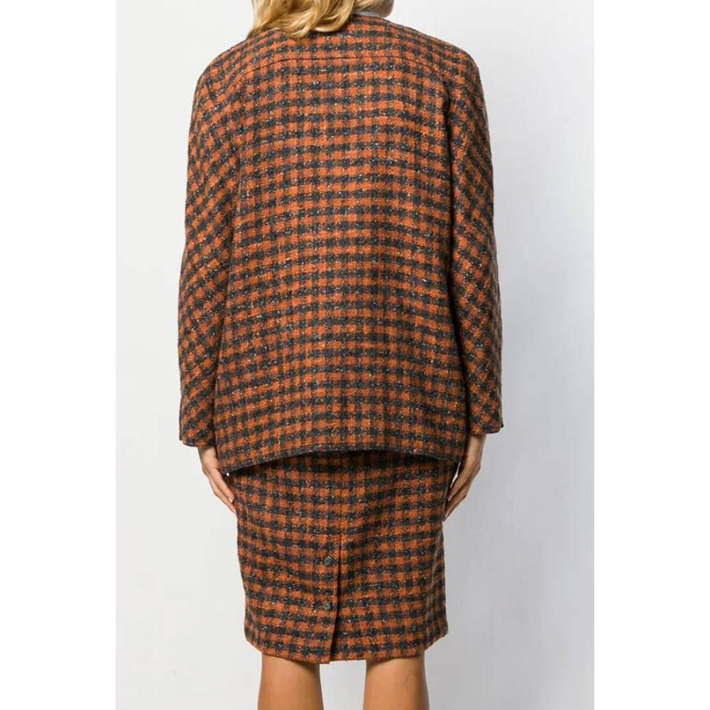 Women's 1980s Valentino Black And Brown Checked Suit