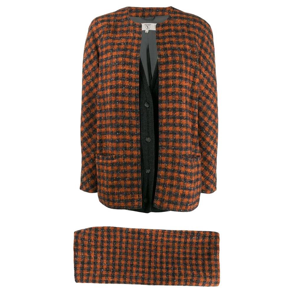 1980s Valentino Black And Brown Checked Suit