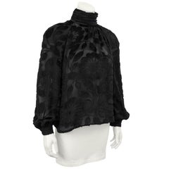 1980s Valentino Black Devore Evening Blouse