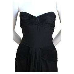 1980's VALENTINO black pleated strapless dress