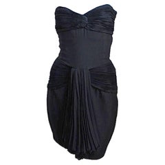 1980's VALENTINO black pleated strapless dress