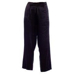 1980S VALENTINO Black Silk Crepe Back Satin Pants