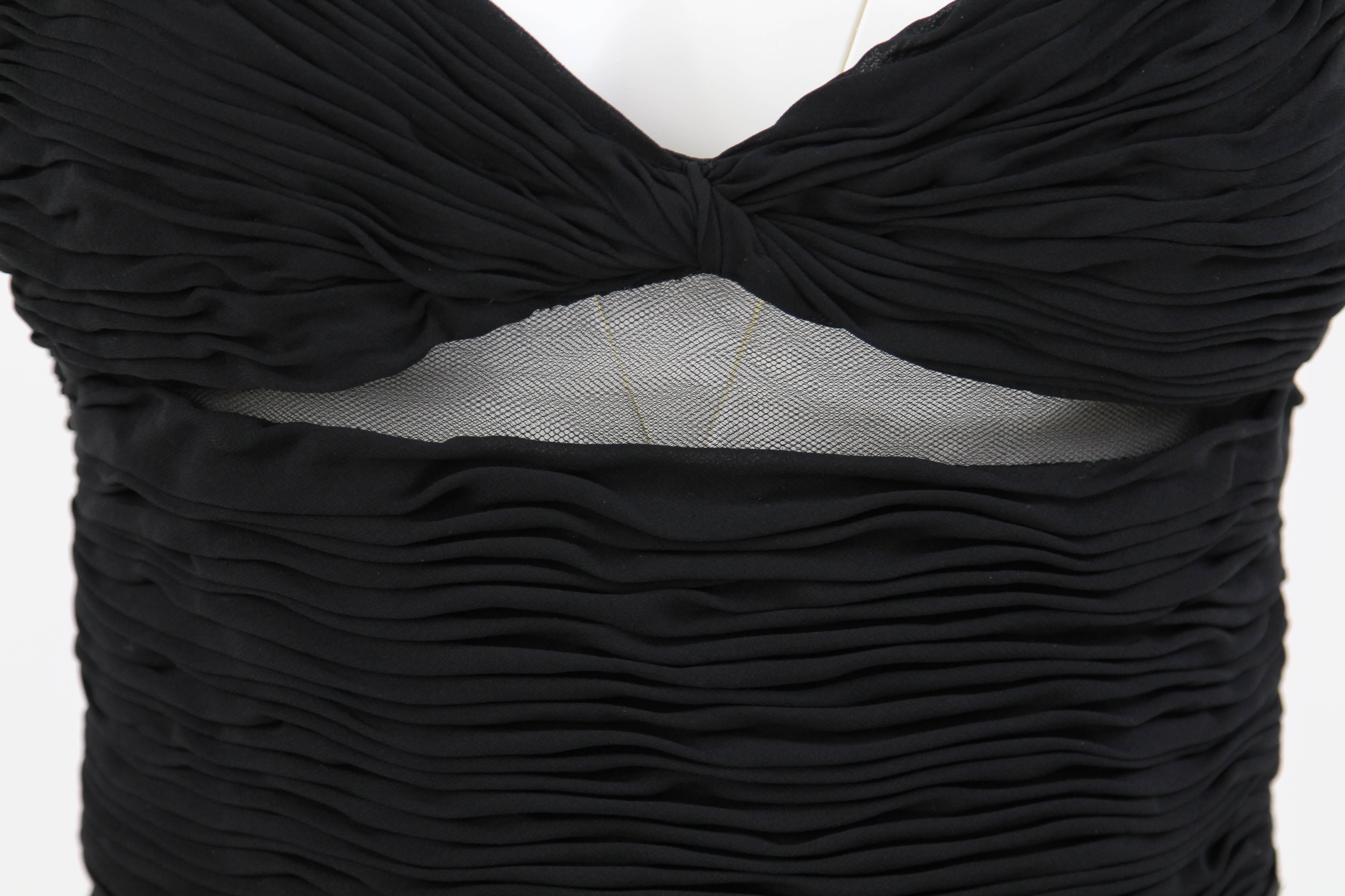 1980s Valentino Boutique Black Silk Dress 1