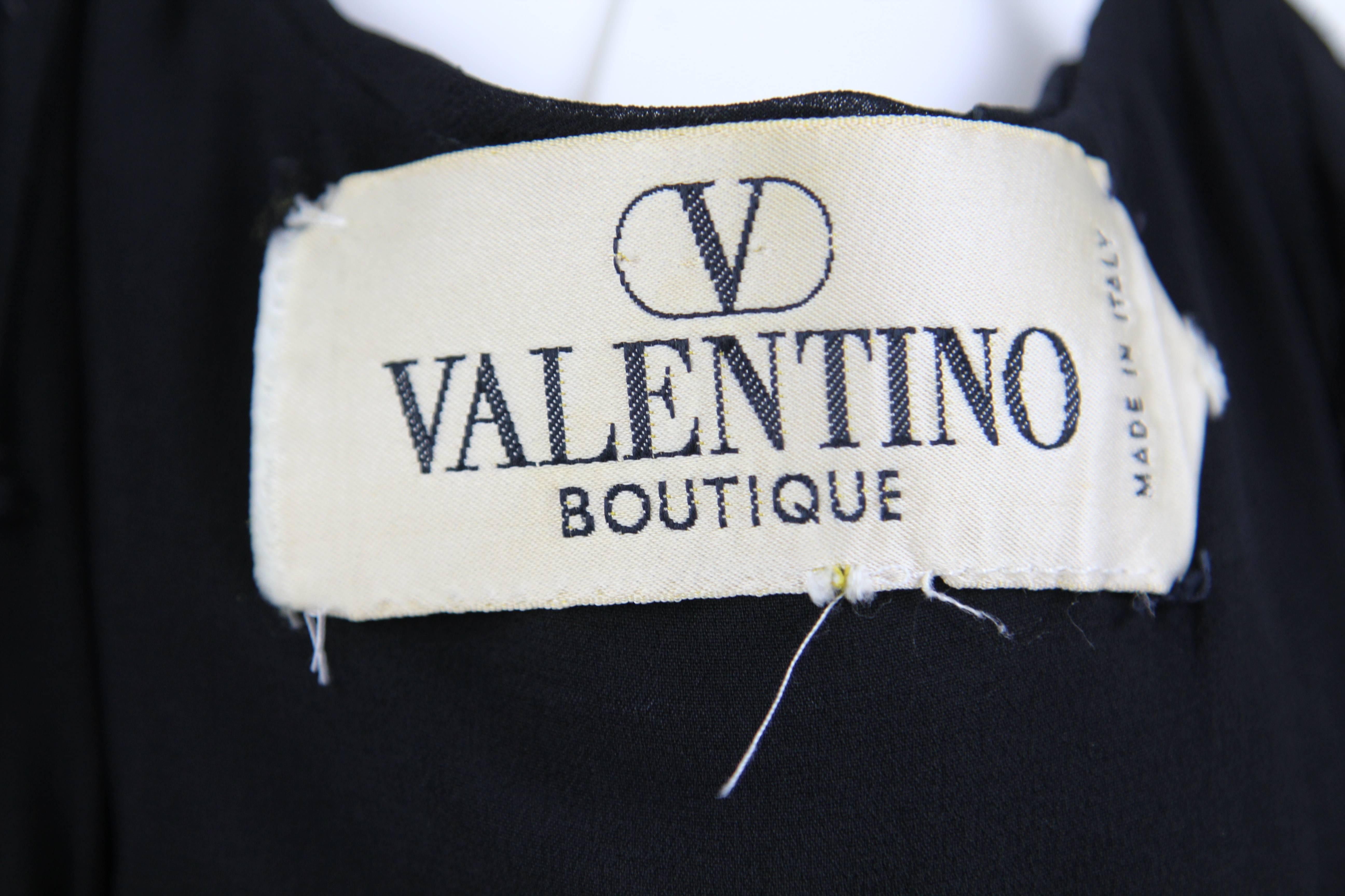 1980s Valentino Boutique Black Silk Dress 4