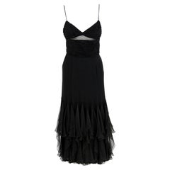 Vintage 1980s Valentino Boutique Black Silk Dress