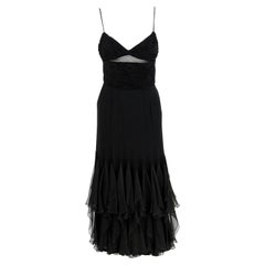Vintage 1980s Valentino Boutique Black Silk Dress