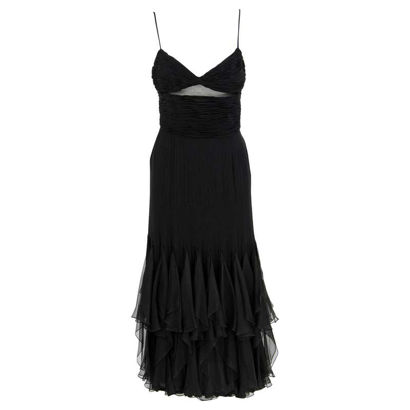 1980s Valentino Boutique Black Silk Dress at 1stDibs