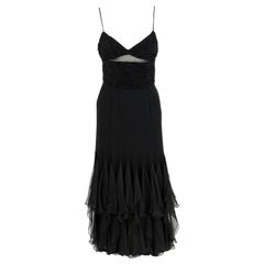1980s Valentino Boutique Black Silk Dress