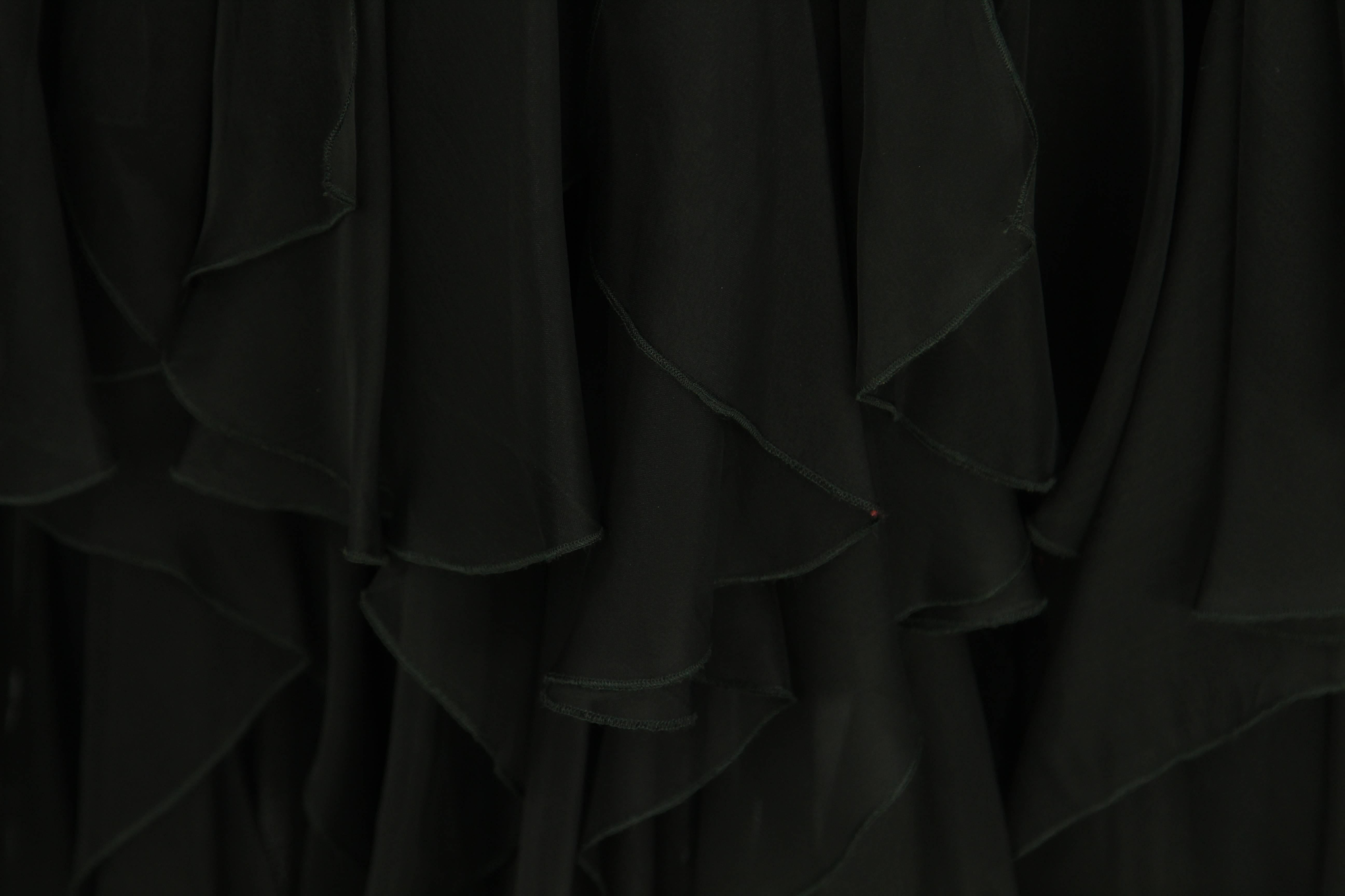 1980s Valentino Boutique Vintage Black Silk Midi Dress For Sale 2