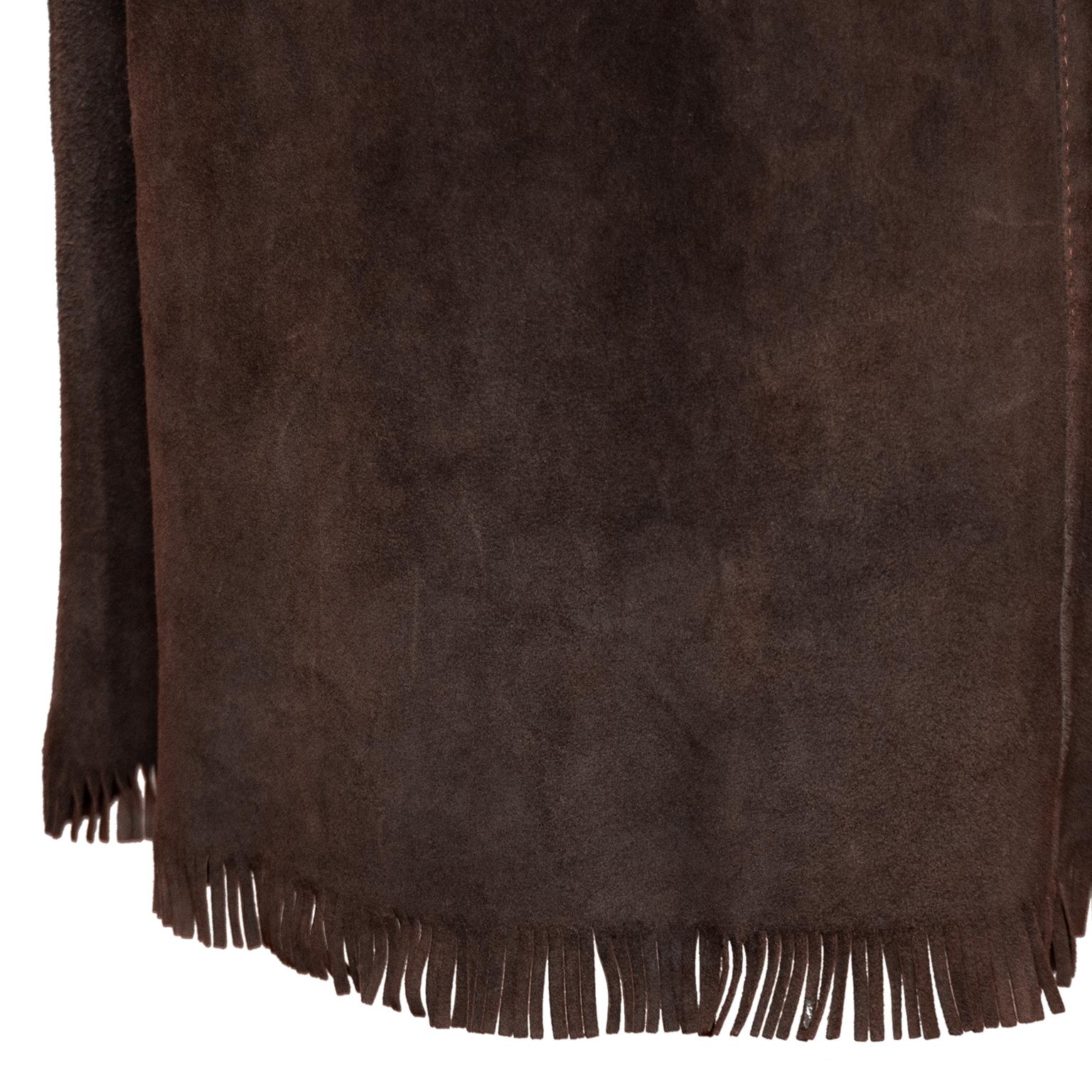 1980’s Valentino Brown Suede and Fringe Ensemble  For Sale 1